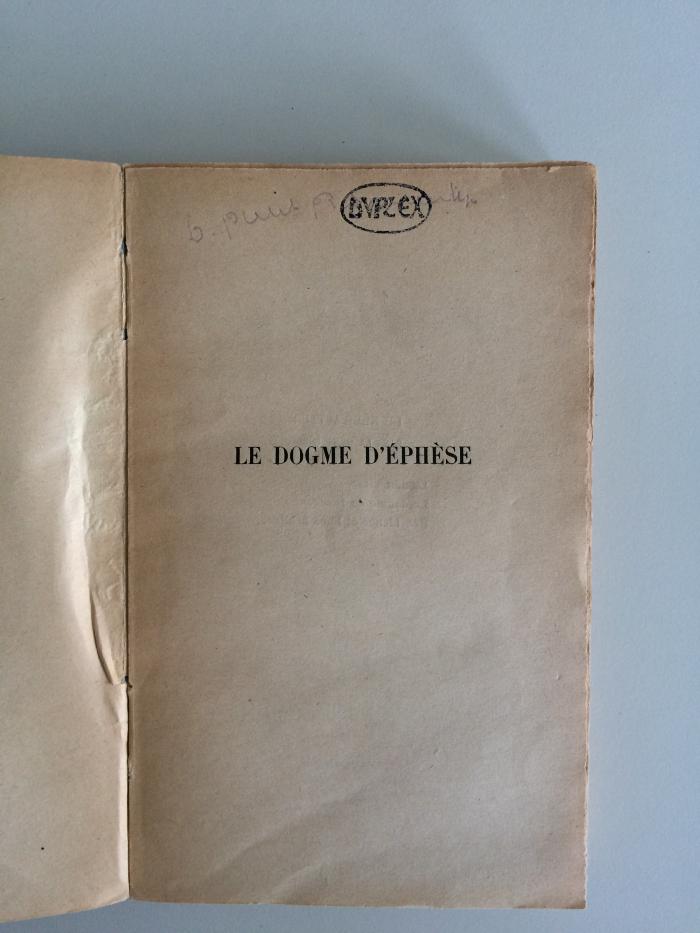 BO 2390 E63 A3 : Le Dogme d'Éphèse (1931)