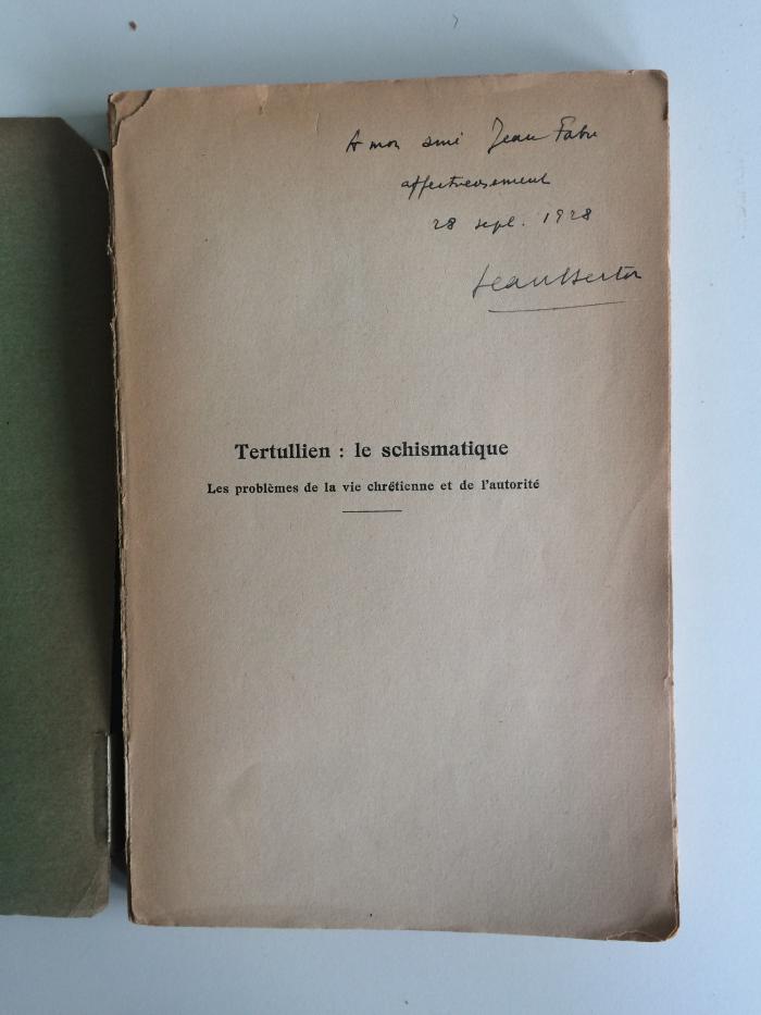 GB M 658 : Tertullien: le schismatique. Les problèmes de la vie chrétienne et de l`autorité (1328)