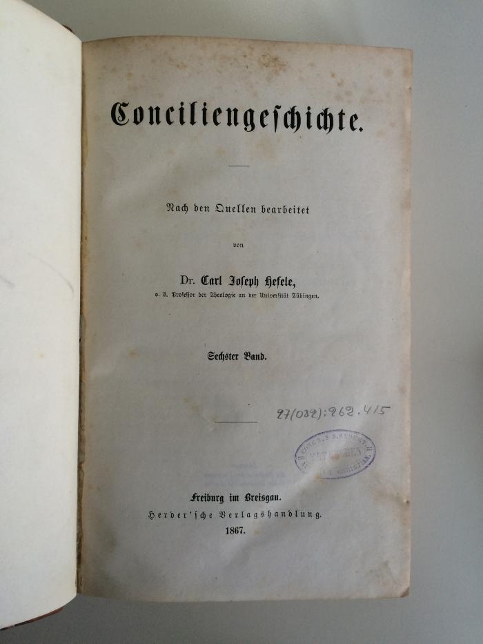 BO 1220 H461-6 : Conciliengeschichte. Sechster Band (1867)