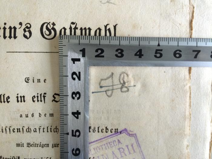 GB M 653 : Peregrin's Gastmahl. Eine Idylle in eilf Octaven aus dem deutschen wissenschaftlichen Volksleben, mit Beiträgen zur Charakteristik europäischer Philosophie in älterer und neuerer Zeit. (1830);-, Von Hand: Signatur; 'J8
[durchgestrichen mit Tinte/Füllhalter]'