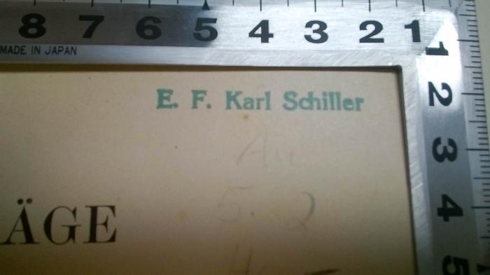 BH 1810 B423-2 : Beiträge zur Einleitung in das neue Testament. II. Sprüche und Reden Jesu. Die Zweite Quelle des Matthäus und Lukas (1907);- (Schiller, E. F. Karl), Stempel: Name; 'E. F. Karl Schiller'. 
