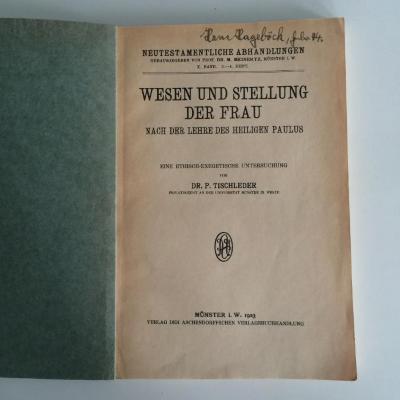 BC 7280 T612 : Wesen und Stellung der Frau nach der Lehre des heiligen Paulus.
Eine Ethisch-Exegetische Untersuchung. (1923)