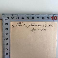 - (Frahm, Paul), Von Hand: Name, Autogramm, Datum; 'Paul Frahm, c'. th. April 1903.'. 