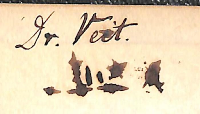 - (Veit, K. E.), Von Hand: Name; 'Dr. Veit.'. 