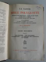 BC 2501 V691-4 : La Sainte Bible polyglotte. Ancien Testament. Tome IV. Les Psaumes. Les Proverbes. L'Ecclésiaste. Le Cantique des Cantiques. La Sagesse (1903)