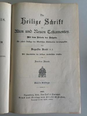 Ab 3.1 Arn-2_2 : Die heilige Schrift des Alten und Neuen Testamentes. Mit dem Urtexte der Vulgata. 2. Band. (1903)