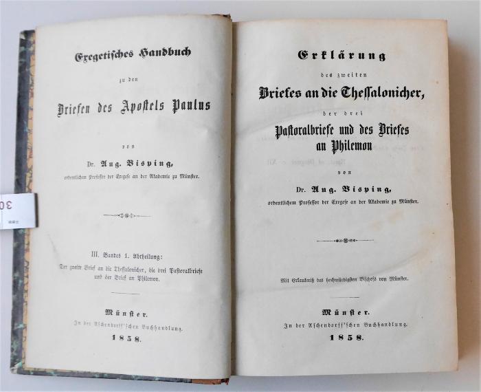 BC 4880 B622-3,1 : Exegetisches Handbuch zu den Briefen des Apostels Paulus. 3. Band, 1. Abtheilung.
Erklärung des zweiten Briefes an die Thessalonicher, der drei Pastoralbiefe und des Briefes an Philemon (1858)