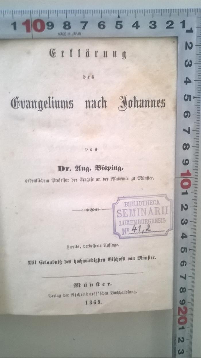 BC 4800 B622-3(2) : Exegetisches Handbuch zum Neuen Testament. 3.
Erklärung des Evangeliums nach Johannes
 (1869)
