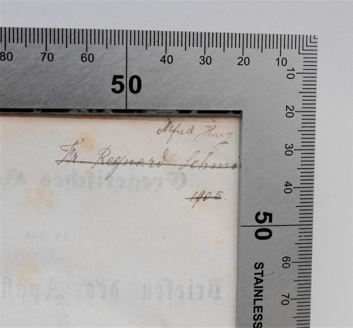BC 4880 B622-1,1(2) : Exegetisches Handbuch zu den Briefen des Apostels Paulus. 1. Band, 1. Abtheilung. Erklärung des Briefes an die Römer (1860);-, Von Hand: Autogramm, Name; 'Alfred Herz[?]'