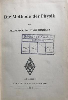 18/80/41653(0) : Die Methode der Physik (1938)