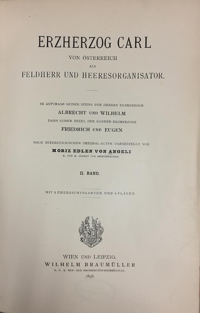 43A977,1,2 : Erzherzog Carl von Österreich als Feldherr und Heeresorganisator. - 1,2. (1896)
