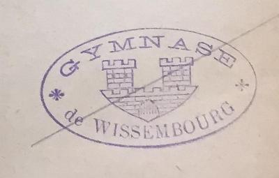 - (Gymnase de Wissembourg), Stempel: Name; 'Gymnase
de Wissembourg'. 
