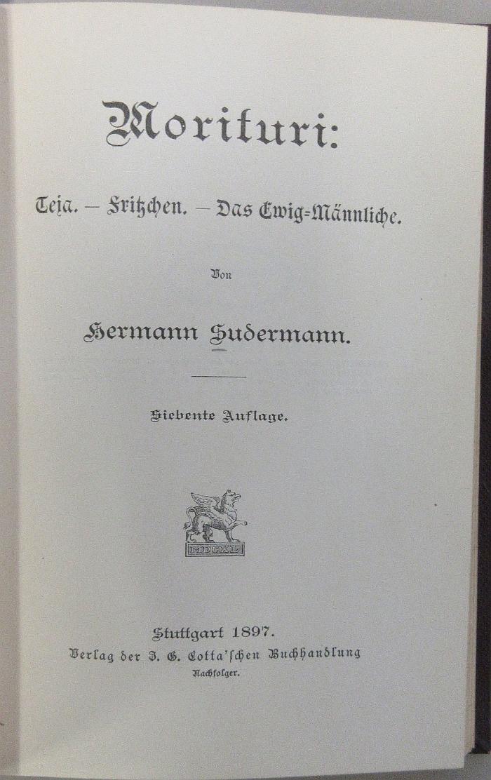 43A4819 : Morituri: Teja - Fritzchen - Das Ewig-Männliche (1897)