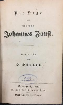 43A1825-SA158,1 : Die Sage von Doctor Johannes Faust  (1846)