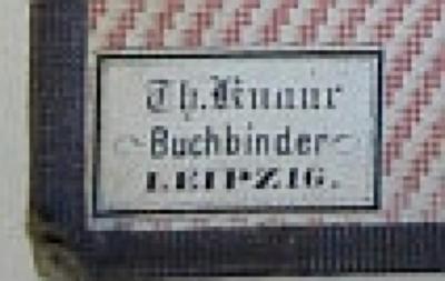 - (Buchbinder Th. Knaur),  Buchbinder'TH. Knaur
Buchbinder
Leipzig'. 
