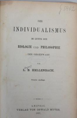 43A4848 : Der Individualismus im Lichte der Biologie und Philosophie der Gegenwart (1887)