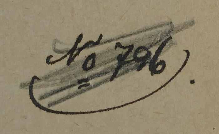 - (Jüdische Schülerbibliothek Pilsen), Von Hand: Inventar-/ Zugangsnummer; 'Nr. 796.'. 
