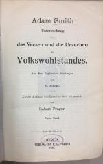 43A671,1/2 : Untersuchung über das Wesen und die Ursachen des Volkswohlstandes, Bd. 1 (1905)