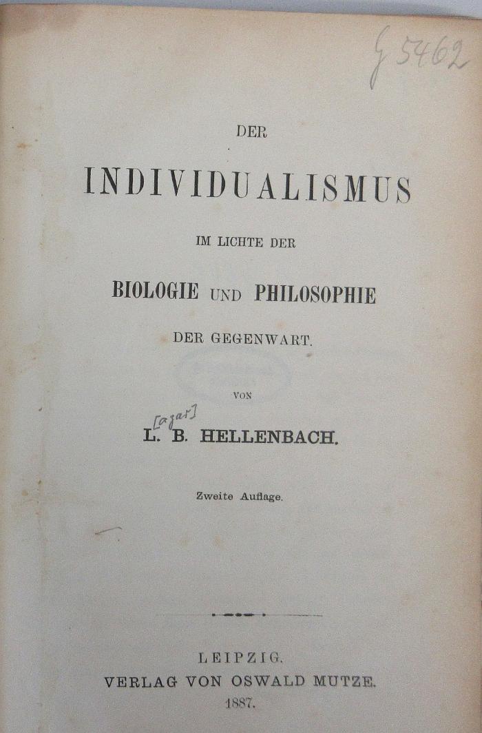43A4848 : Der Individualismus im Lichte der Biologie und Philosophie der Gegenwart (1887)