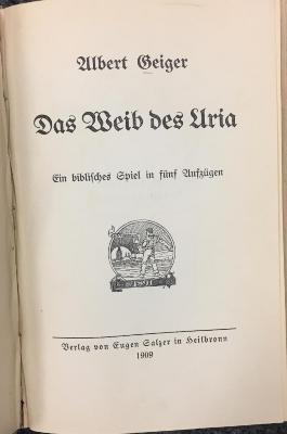 O42A295 : Das Weib des Uria : ein biblisches Spiel in fünf Aufz�... (1909)