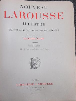 43B433,1 : Nouveau Larousse illustré : dictionnaire universel encyclopédique. - 1. A - Bello (1898)