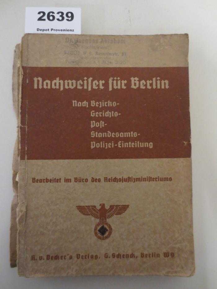 13,14 13 / 13 1937 : Nachweiser für Berlin nach Bezirks-, Gerichts-, Post-, Standesamts- und Polizei-Einteilung (1937)