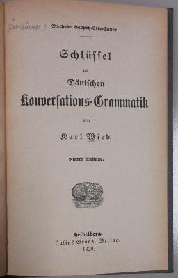 43A1024,2 : Schlüssel zur Dänischen Konversations-Grammatik (1920)