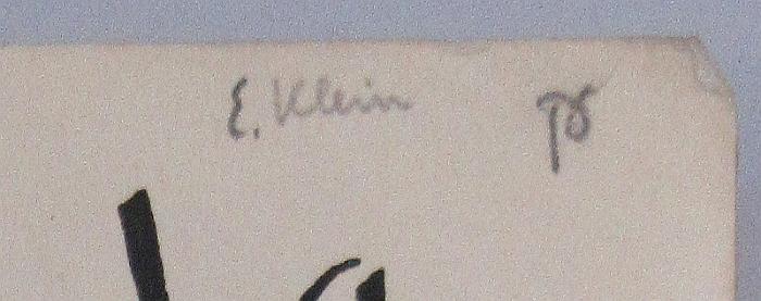 -, Von Hand: Name; 'E. Klein'