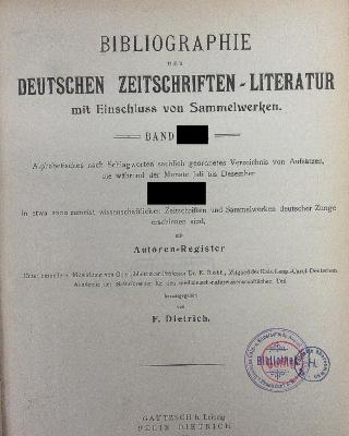 ZA10,26.1910 : Bibliographie der deutschen Zeitschriftenliteratur : mit Einschluß von Sammelwerken (1910)