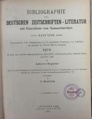 ZA10,27.1910 : Bibliographie der deutschen Zeitschriftenliteratur : mit Einschluß von Sammelwerken (1910)