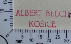 - (Blech, Albert), Stempel: Name, Exlibris; 'Albert Blech
Košice '. 