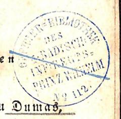 - (Deutsches Reich. 4. Badisches Infanterie-Regiment Prinz Wilhelm Nr. 112), Stempel: Name, Berufsangabe/Titel/Branche; 'Officier-Bibliothek des 4. Badisch. Inf. Regts. Prinz Wilhelm No 112.'. 