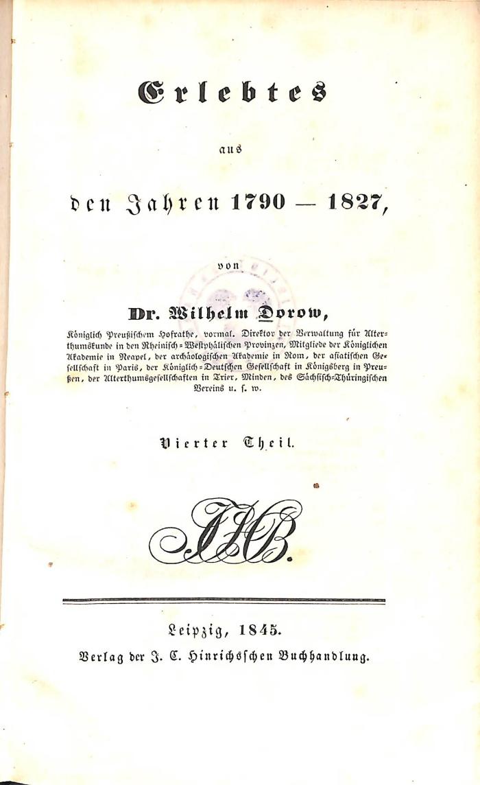 G 3282 : 4 : Erlebtes aus den Jahren 1790-1827. Teil 4. (1845)