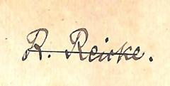 - (Reicke, R.), Von Hand: Name; 'R. Reicke.'. 