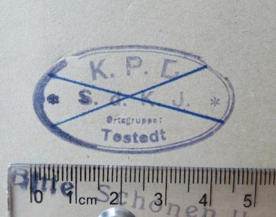 - (Kommunistische Partei Deutschlands (Deutsches Reich), Ortsgruppe Tostedt), Stempel: Name, Ortsangabe; 'K.P.D. / S. d. K. J. / Ortsgruppe: Tostedt'. 