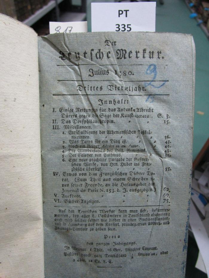  Der teutsche Merkur ; Julius 1780 (1780)
