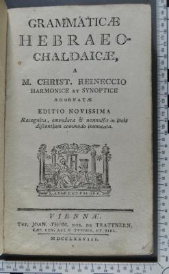 492.45 REIN : Grammaticae Hebraeo-Chaldaicae  (1778)