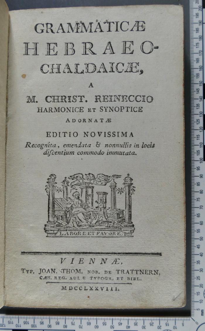 492.45 REIN : Grammaticae Hebraeo-Chaldaicae  (1778)