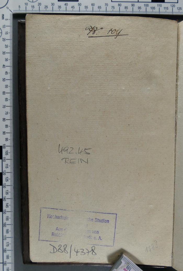 -, Von Hand: Inventar-/ Zugangsnummer; 'No: 109'
