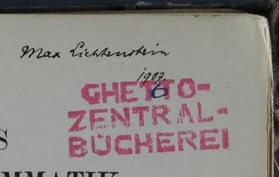 - (Lichtenstein, Max), Von Hand: Exlibris, Nummer; 'Max Lichtenstein 
1907.'. 