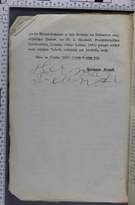 - (Klauber, Hermann), Von Hand: Notiz; 'Herman Freund'. 