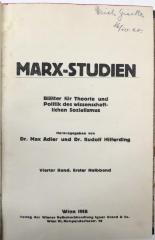 S 3676 4,1 : Marx-Studien. Blätter für Theorie und Politik des wissenschaftlichen Sozialismus. 4. Band, 1. Halbband. (1918)