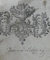 - (Liditzky, Johann Baptist), Von Hand: Exlibris, Name; 'Joannes' Liditzký.'. 