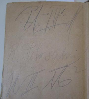  Lieder für vierstimmigen gemischten Chor (um 1920);- (Schwahn, R.), Von Hand: Autogramm, Name, Nummer; 'U III M R. Schwahn U III M'. 