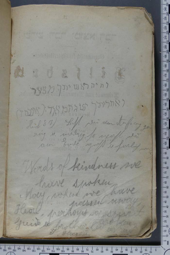 - (Klauber, Hermann), Von Hand: Notiz; 'Words of kindness we have spoken, 
May, when we have passed away, 
Heal, perhaps, a spirit broken
Guide a brother led astray.
J. Hagen'. 