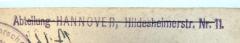- (Freie Turnerschaft Hannover), Stempel: Name, Ortsangabe; 'Abteilung Hannover, Hildesheimerstr. Nr. 11'. 
