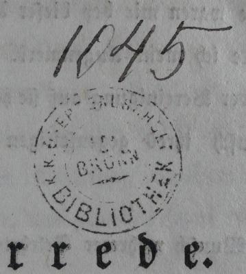 - (K. K. Oberrealschule in Brünn Bibliothek), Von Hand: Inventar-/ Zugangsnummer; '1045'. 