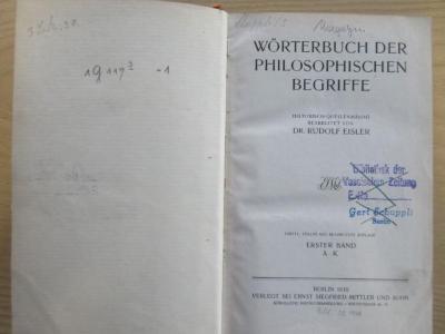 1 G 117 &lt;3&gt; -1 : Wörterbuch der philsophischen Begriffe: Erster Band A - K. (1910)