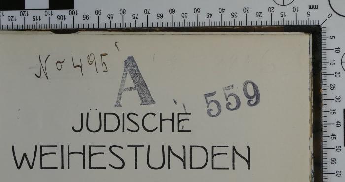 - (Ältestenrat der Juden in Prag;Jüdisches Zentralmuseum in Prag;Jüdische Schülerbibliothek Pilsen), Von Hand: Inventar-/ Zugangsnummer; '* 94416'. 