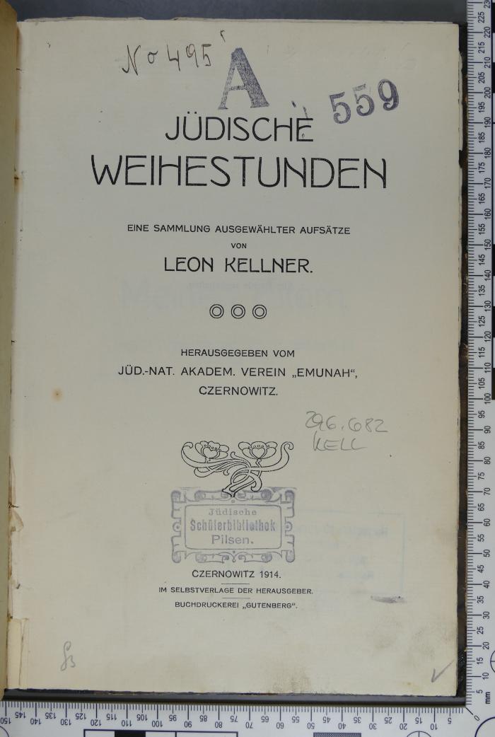 296.682 KELL;A 559 ; ;: Jüdische Weihestunden. Eine Sammlung ausgewählter Aufsätze  (1914)